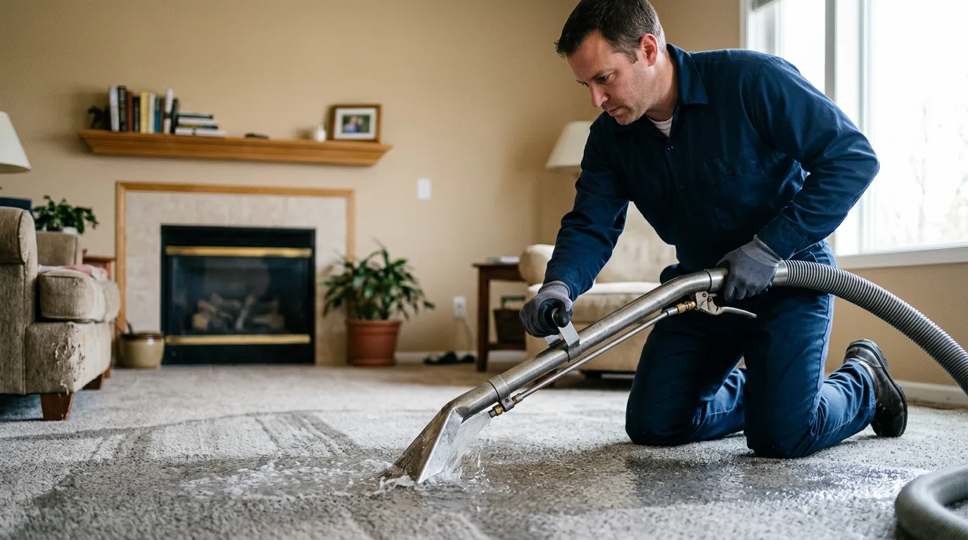 Water damage restoration technician working near Cherry Valley, MA